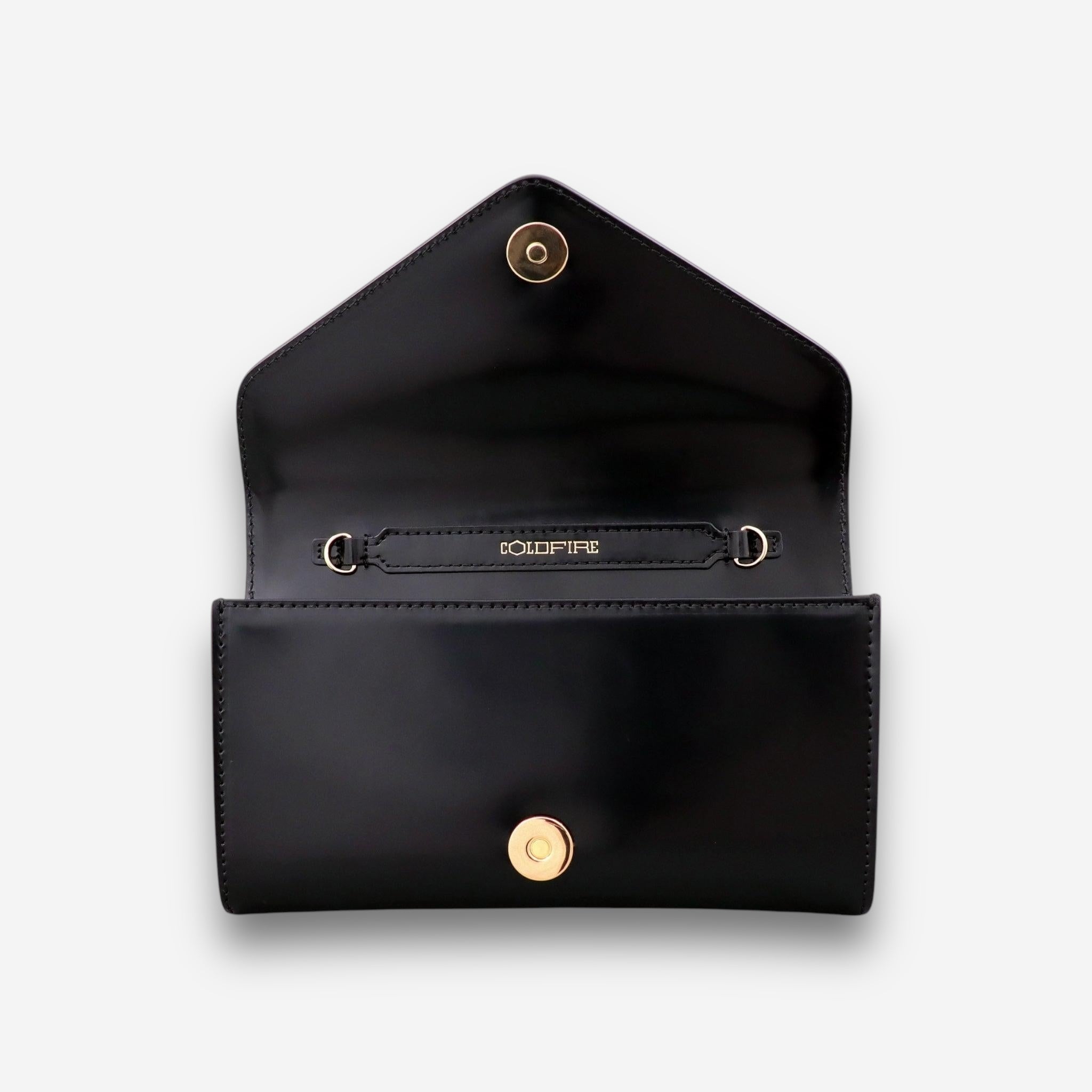 Whisper Gold - Black Semi Patent-crossbody bag-COLDFIRE