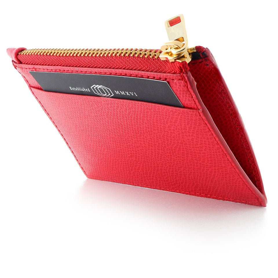 Ares Leather Card Case with Zipper - Genuine Leather - Red - Color Vibes - COLDFIRE