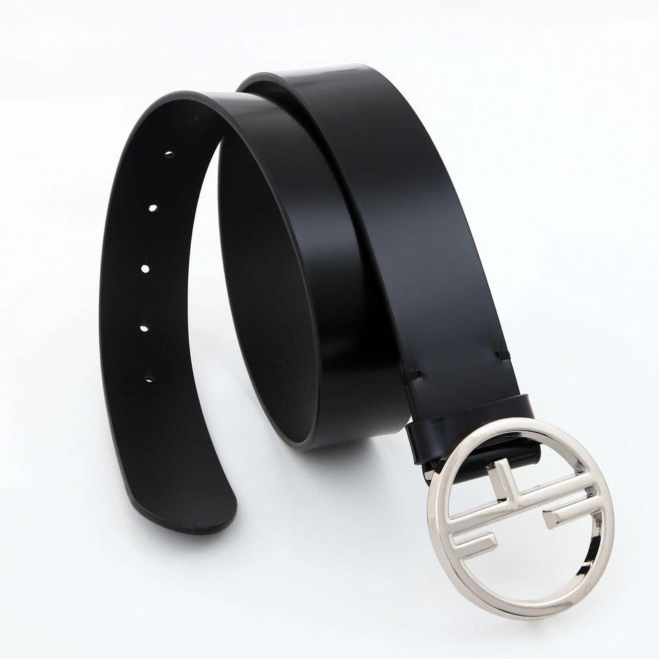 Women's belt - Semi patent leather - 35 mm - Black - Silver | COLDFIRE - COLDFIRE