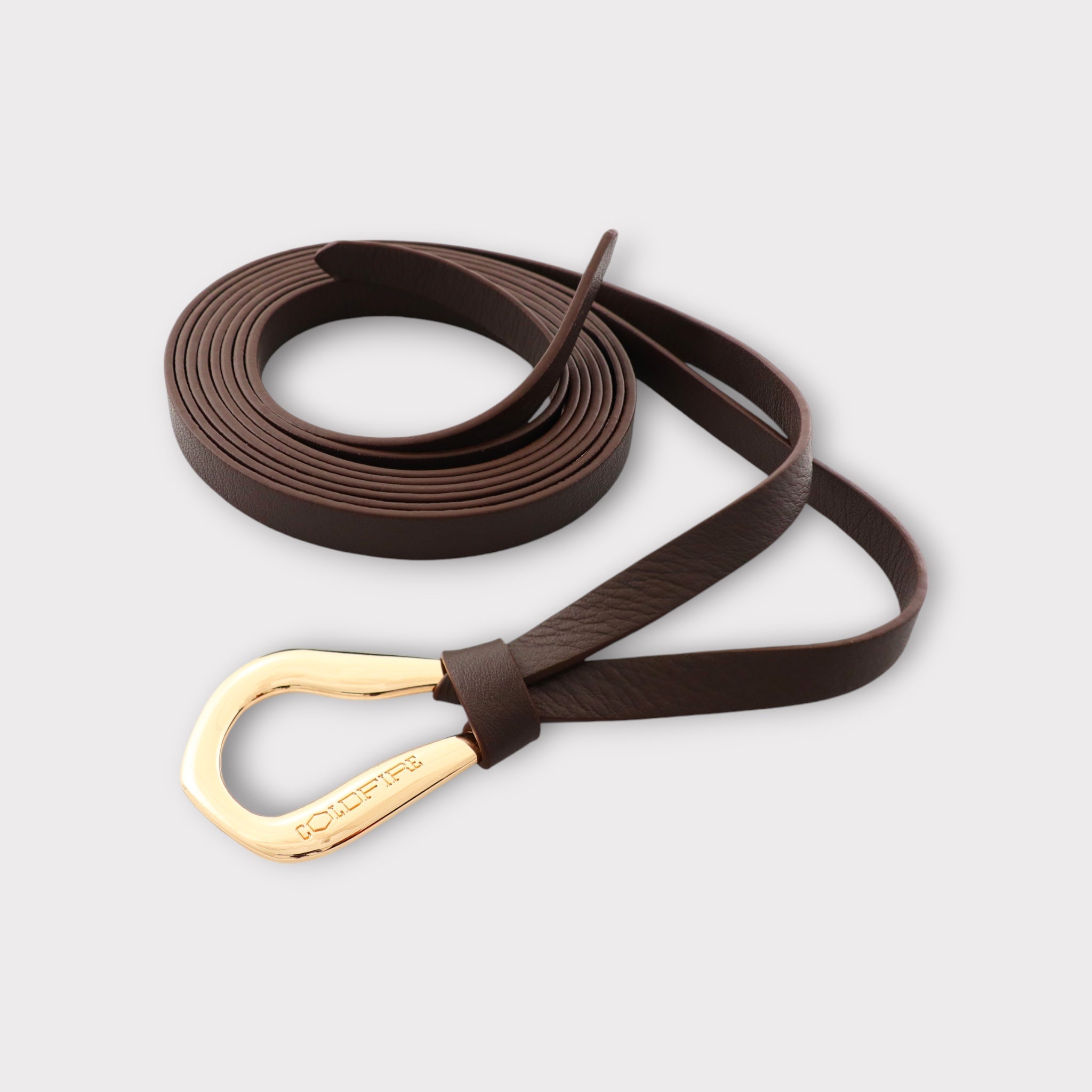 Women's double knot belt - genuine leather - 10 mm - Dark Brown - Gold | COLDFIRE - COLDFIRE